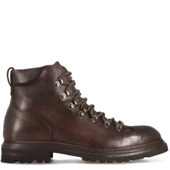 Anfibio In Pelle Colore Marrone Con Allacciatura E Suola In Gomma Vibram