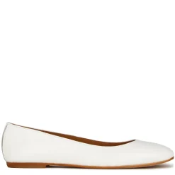 Ballerina Casual Da Donna In Pelle Liscia Colore Bianco Fatta A Mano