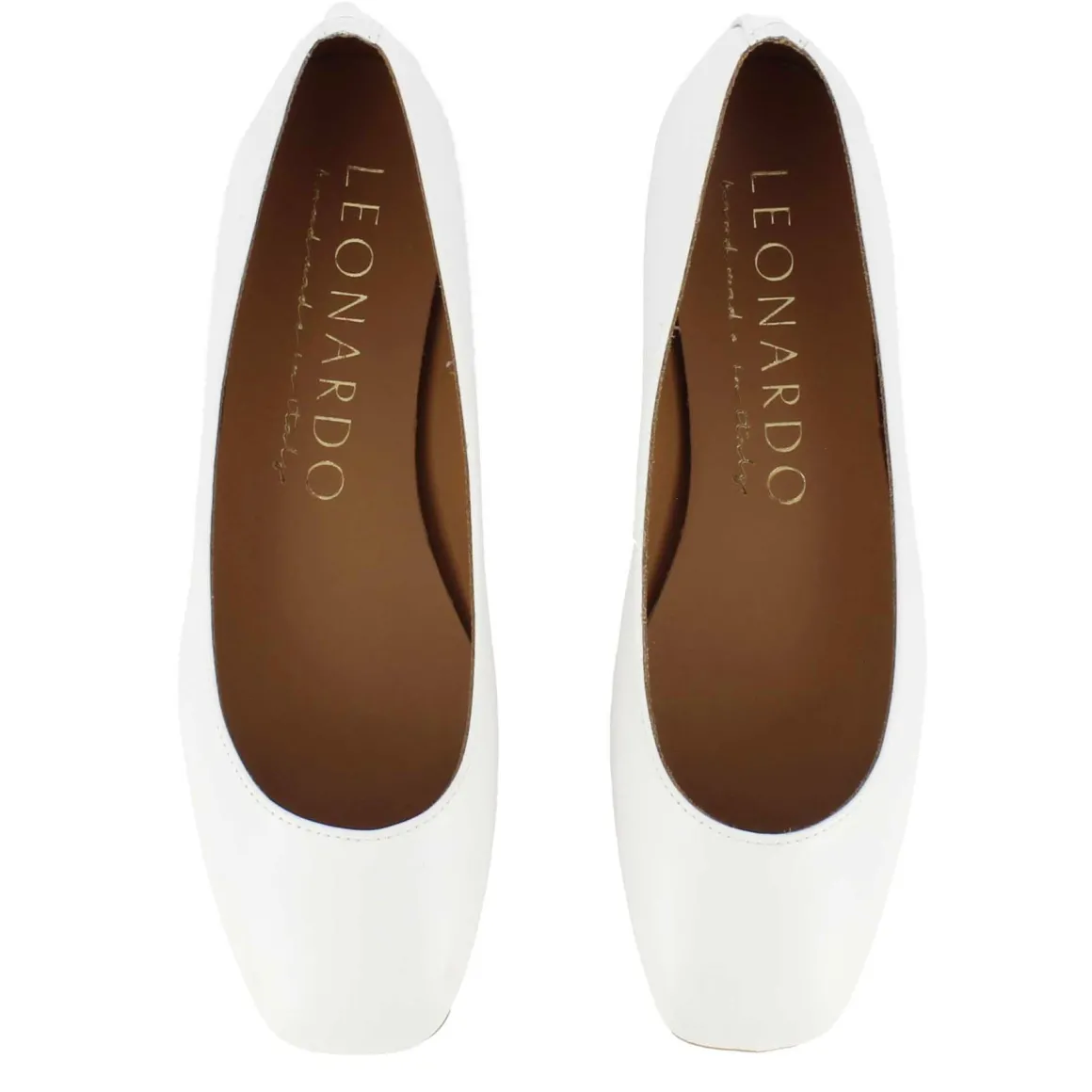 Ballerina Casual Da Donna In Pelle Liscia Colore Bianco Fatta A Mano