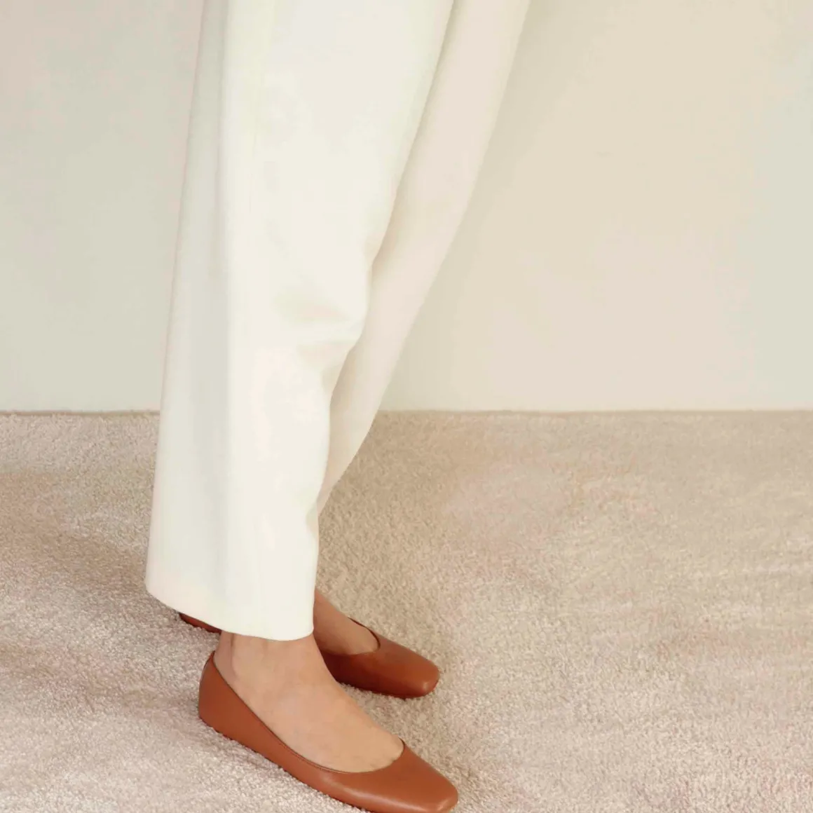 Ballerina Casual Da Donna In Pelle Liscia Colore Marrone Fatta A Mano