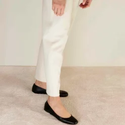 Ballerina Casual Da Donna In Pelle Liscia Colore Nero Fatta A Mano