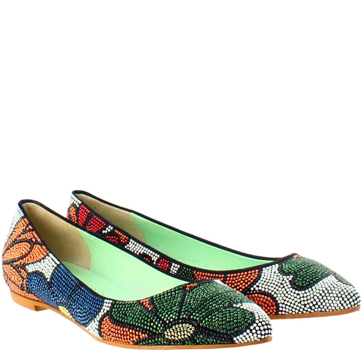 Ballerine Da Donna Blu Scuro In Pelle Scamosciata Con Strass