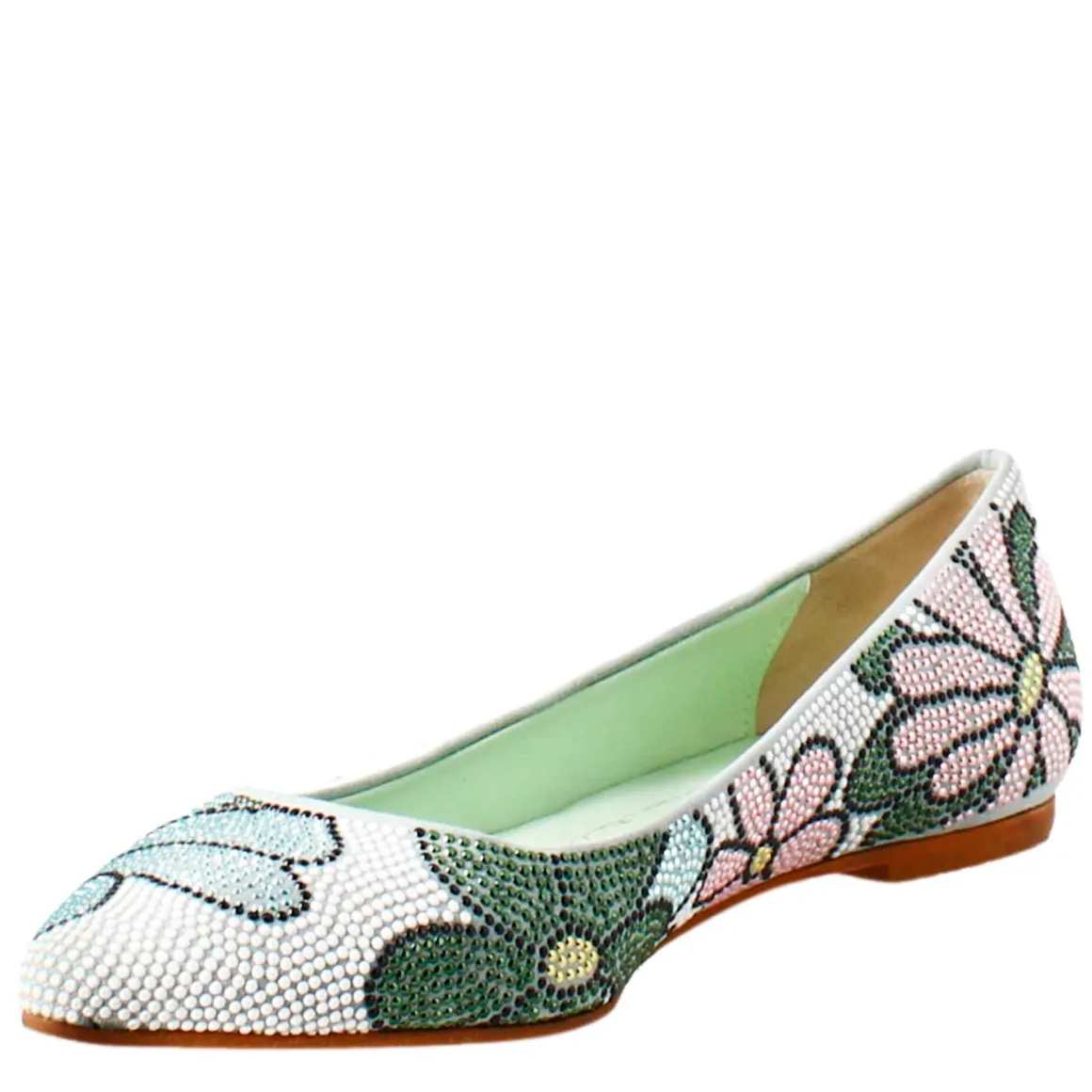 Ballerine Da Donna Celeste In Pelle Scamosciata Con Strass