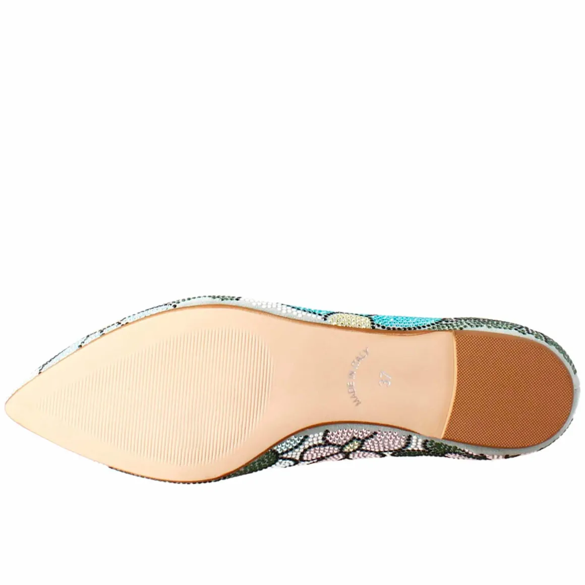 Ballerine Da Donna Celeste In Pelle Scamosciata Con Strass