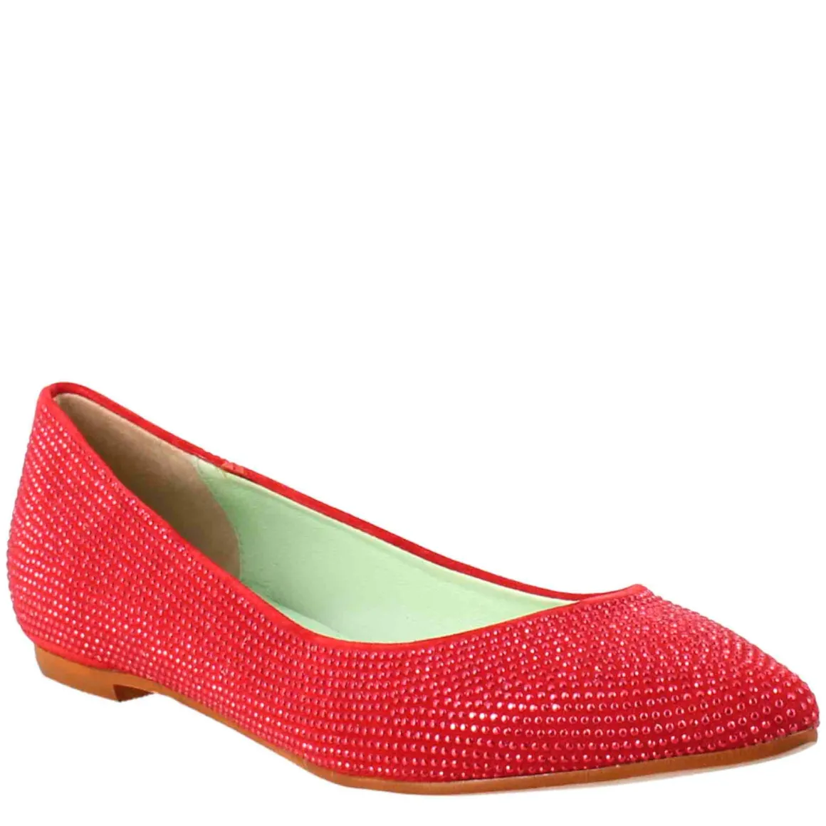 Ballerine Da Donna Color Rosso In Pelle Scamosciata Con Strass