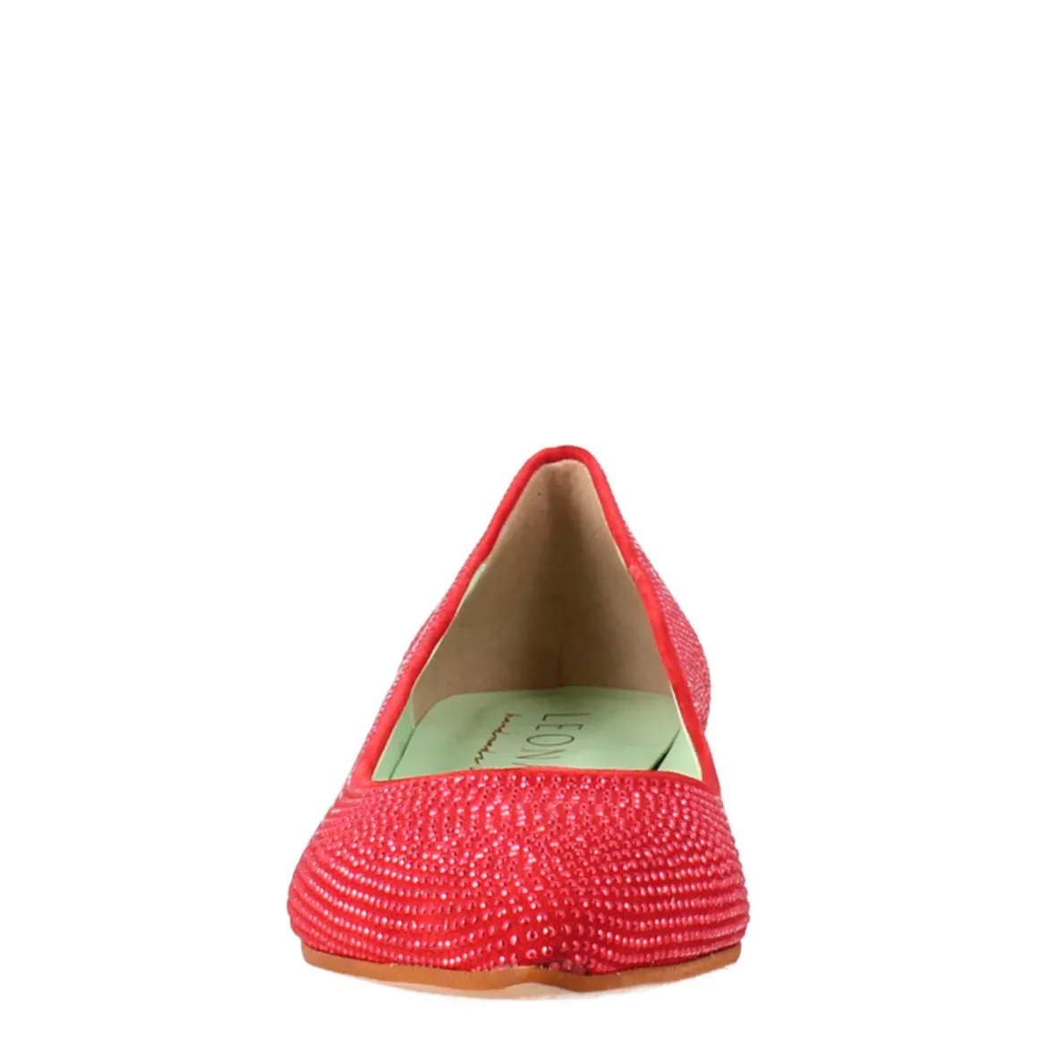 Ballerine Da Donna Color Rosso In Pelle Scamosciata Con Strass