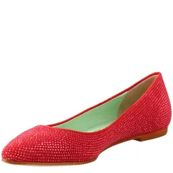 Ballerine Da Donna Color Rosso In Pelle Scamosciata Con Strass