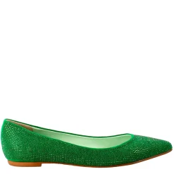 Ballerine Da Donna Color Verde In Pelle Scamosciata Con Strass