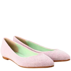 Ballerine Da Donna Color Lilla In Pelle Scamosciata Con Strass