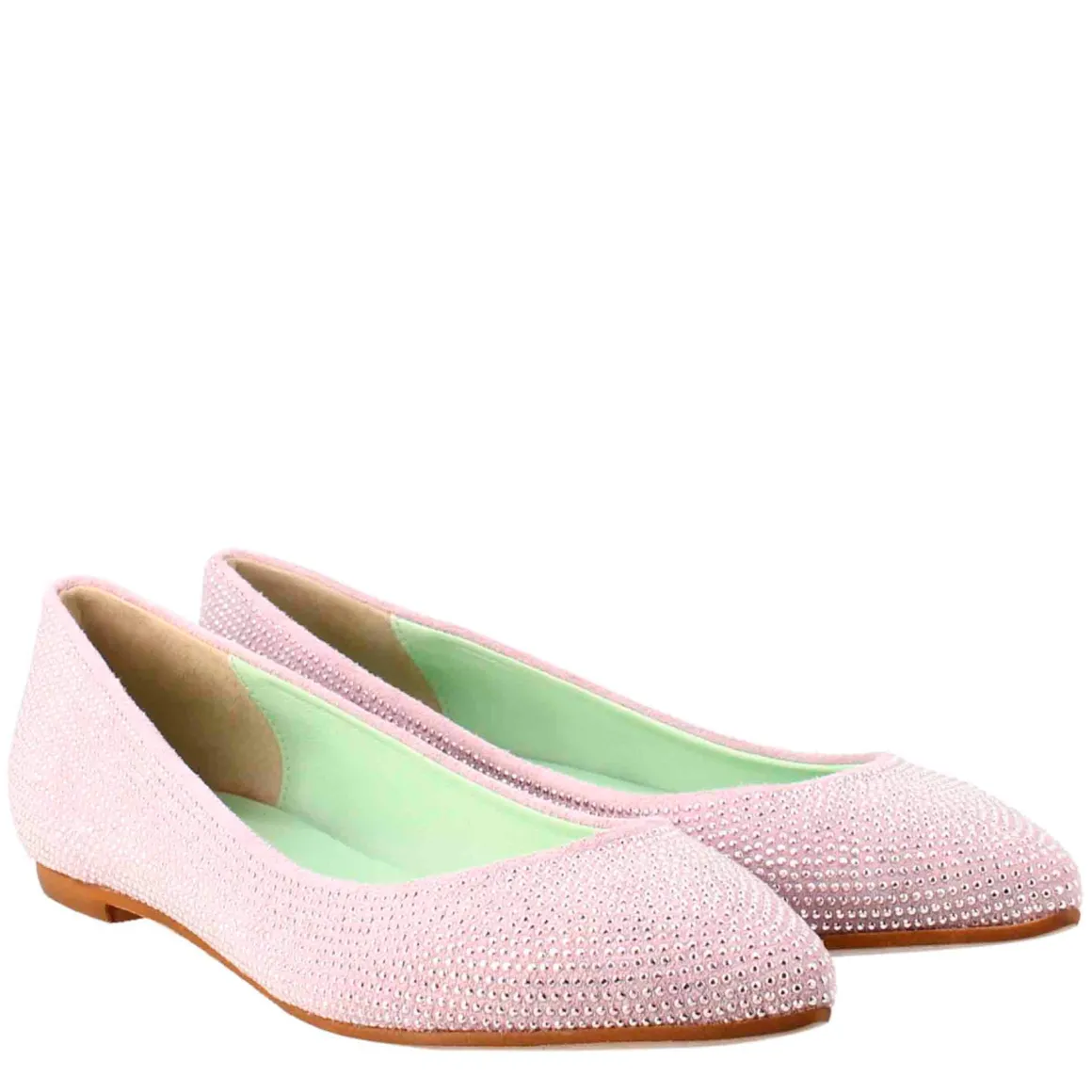 Ballerine Da Donna Color Lilla In Pelle Scamosciata Con Strass