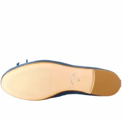 Ballerine Leggere Da Donna Color Blu In Pelle Liscia Sfoderate