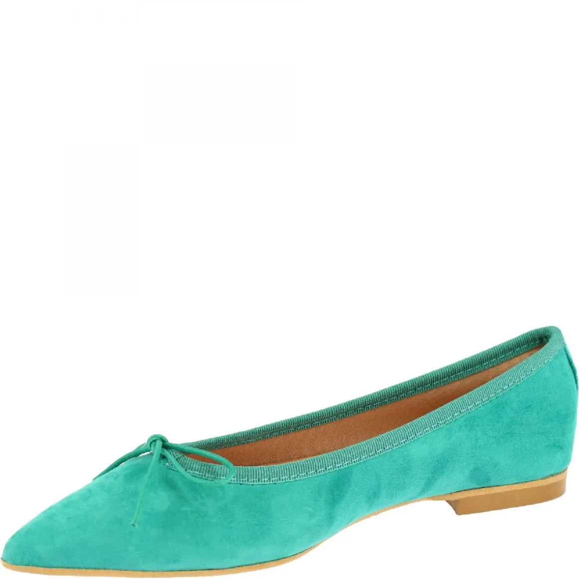 Ballerine Slip-on A Punta Da Donna Fatte A Mano In Pelle Di Camoscio Turchese