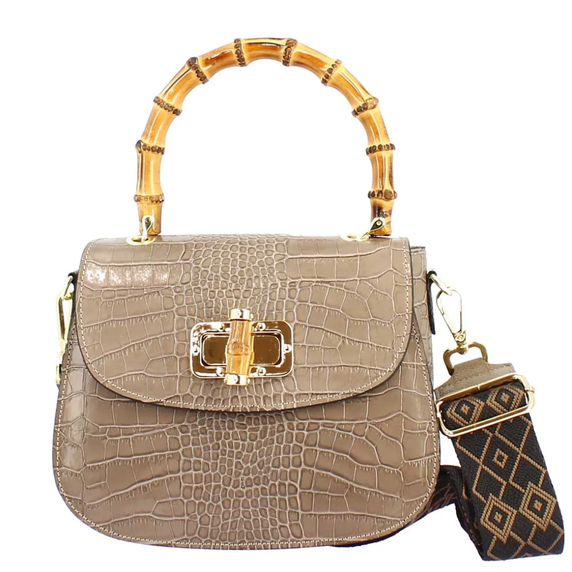 Borsa A Mano Artigianale Da Donna In Pelle Beige Con Tracolla Rimovibile