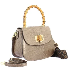 Borsa A Mano Artigianale Da Donna In Pelle Beige Con Tracolla Rimovibile