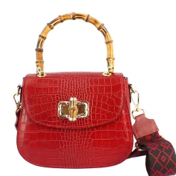 Borsa A Mano Artigianale Da Donna In Pelle Bordeaux Con Tracolla Rimovibile
