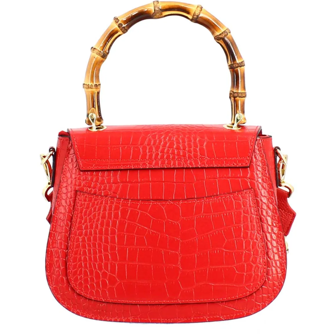 Borsa A Mano Artigianale Da Donna In Pelle Rossa Con Tracolla Rimovibile