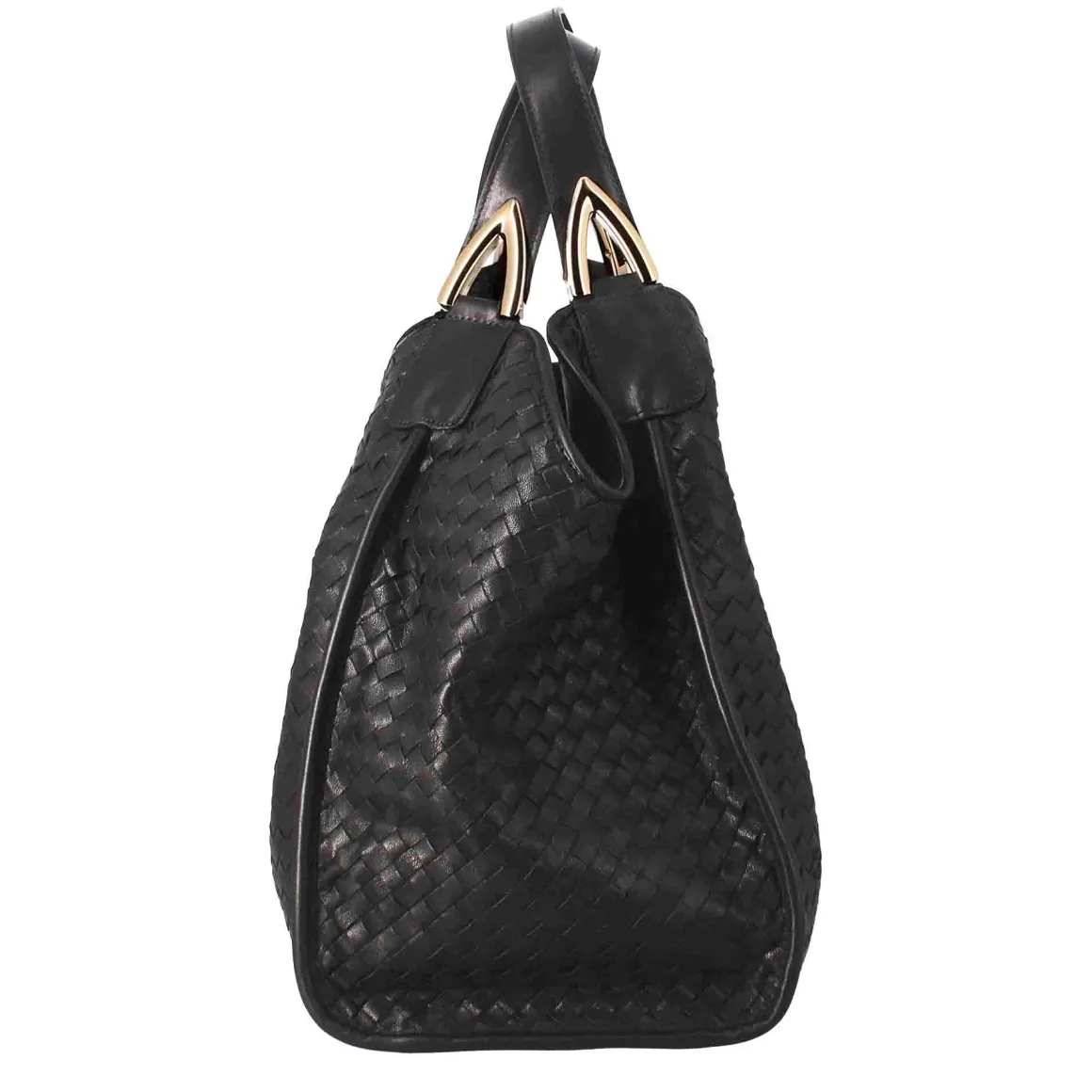 Borsa A Mano Da Donna Artigianale In Pelle Intrecciata Colore Nero