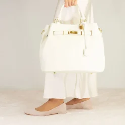 Borsa A Mano Frida In Pelle Con Tracolla Rimovibile Colore Bianco