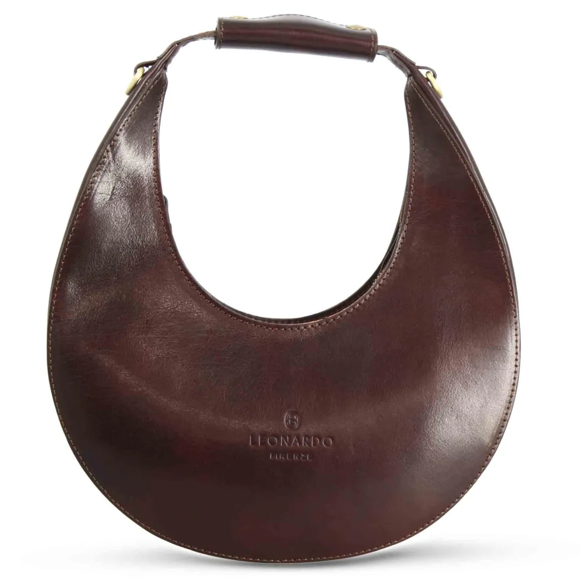 Borsa A Spalla Olimpia Da Donna In Pelle Colore Marrone Scuro