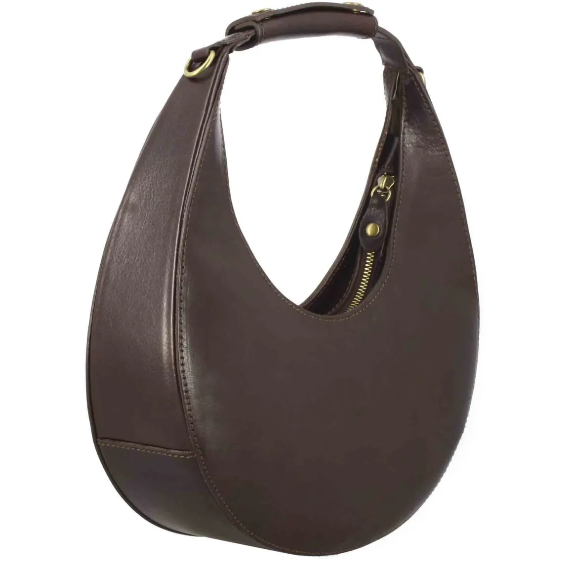 Borsa A Spalla Olimpia Da Donna In Pelle Colore Marrone Scuro
