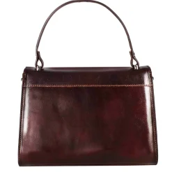 Borsa Lucrezia Bauletto Da Donna Classica In Pelle Liscia Colore Marrone Scuro