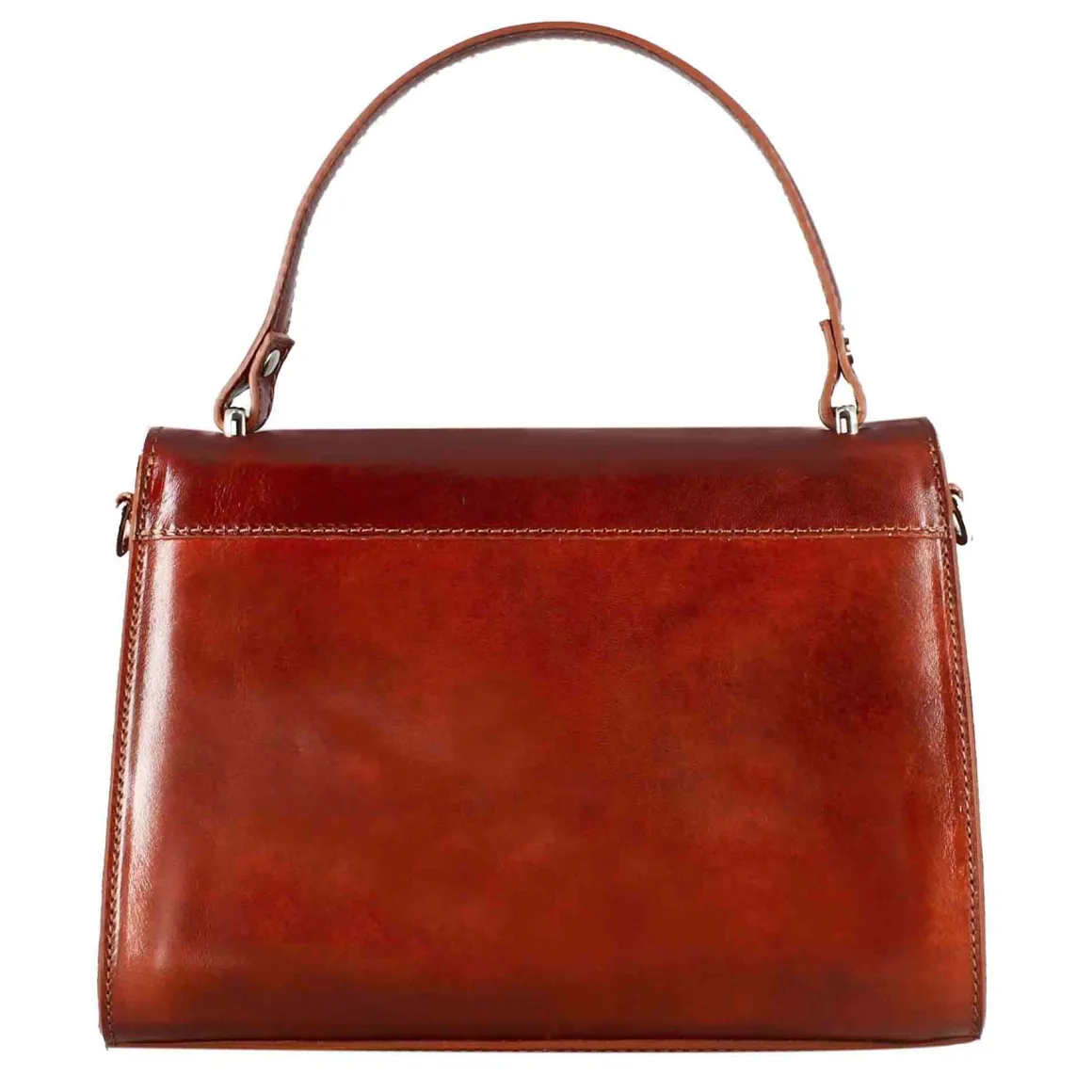 Borsa Lucrezia Bauletto Da Donna Classica In Pelle Liscia Colore Marrone