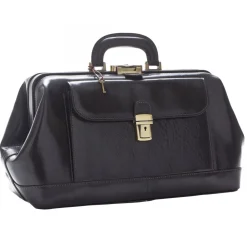 Borsa Medico In Pelle Pieno Fiore Con Cerniera In Metallo E Tasca Frontale