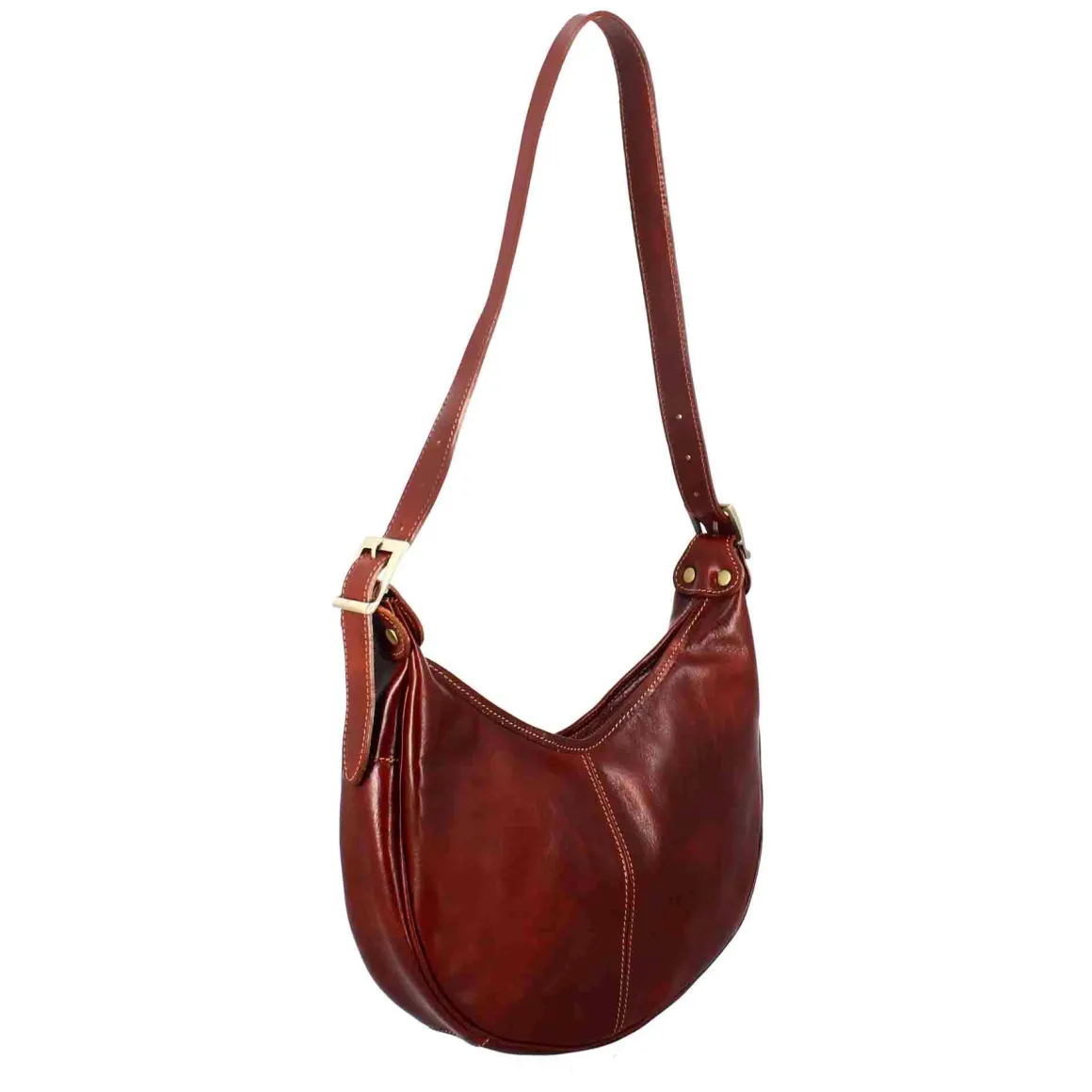 Borsa Shopper City Da Donna Classica In Pelle Liscia Colore Marrone