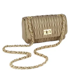 Borsetta Da Donna In Pelle Colore Beige Con Tracolla Gioiello