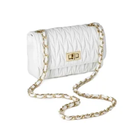 Borsetta Da Donna In Pelle Colore Bianco Con Tracolla Gioiello