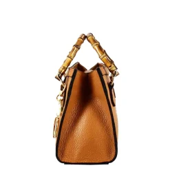 Borsetta Mini Bamboo Da Donna In Pelle Colore Marrone Con Manici In Legno E Tracolla