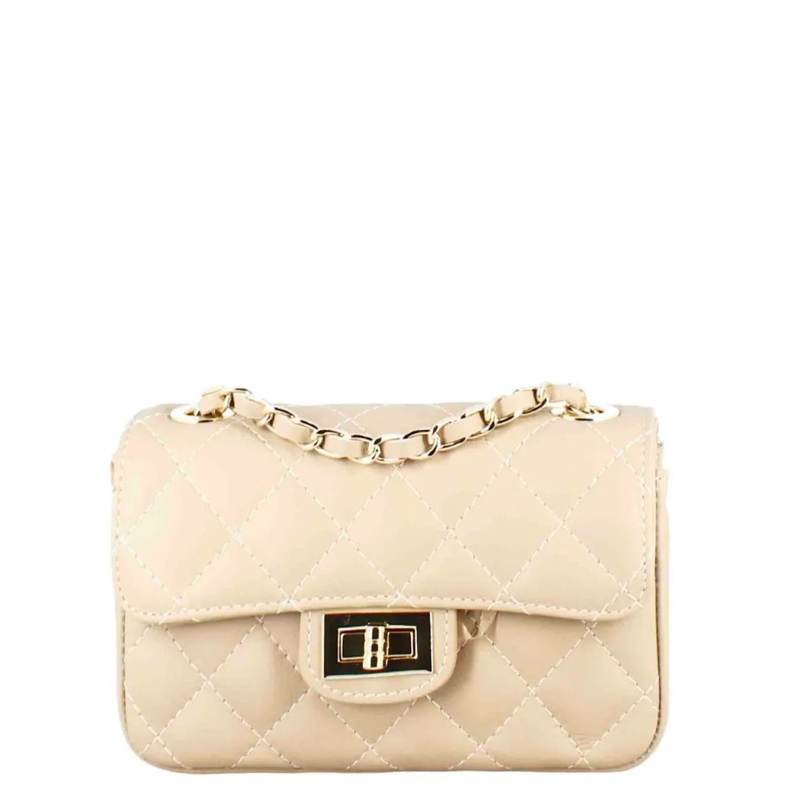 Borsetta Vanity A Tracolla In Pelle Trapuntata Colore Beige