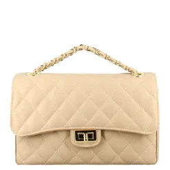 Borsetta Vanity Media A Tracolla In Pelle Trapuntata Colore Beige