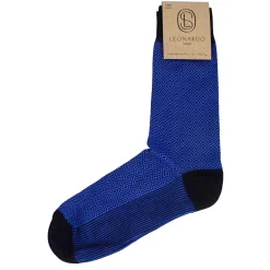 Calzini Da Uomo In Cotone Colore Blu Elettrico Con Fantasia Colore Nero