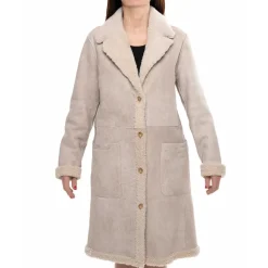 Cappotto Reversibile Doppio Petto Lungo Da Donna Beige