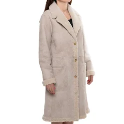 Cappotto Reversibile Doppio Petto Lungo Da Donna Beige