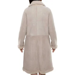 Cappotto Reversibile Doppio Petto Lungo Da Donna Beige