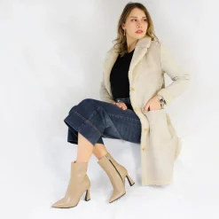 Cappotto Reversibile Doppio Petto Lungo Da Donna Beige