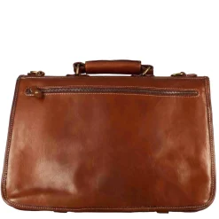 Cartella Professionale Da Uomo In Pelle Pieno Fiore Chiusura Pattina Con Doppia Fibbia Colore Marrone Scuro