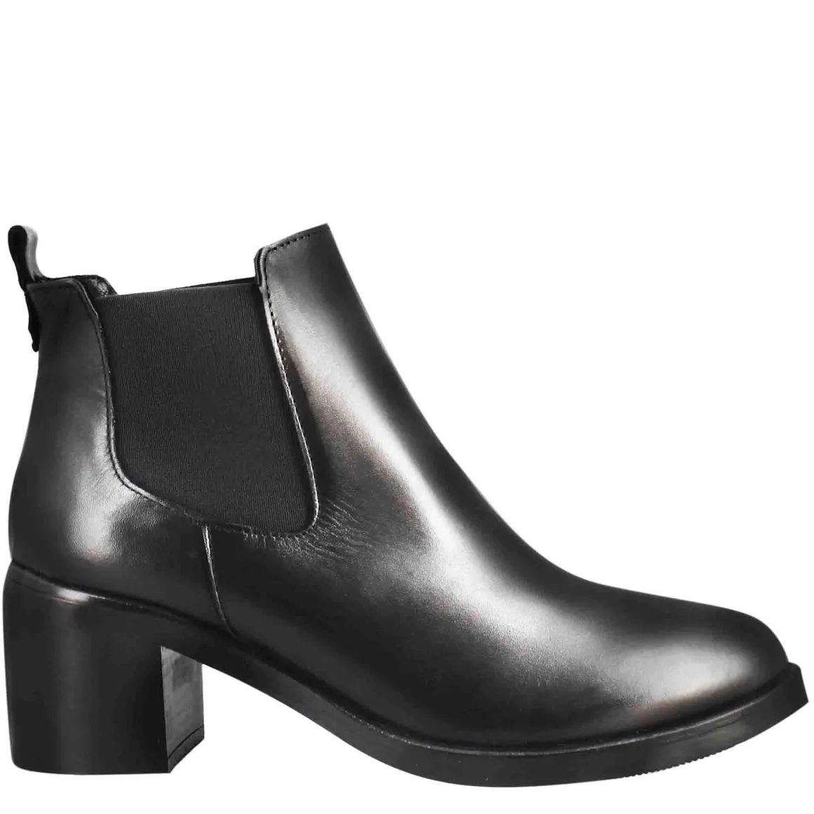 Chelsea Da Donna Liscio Con Tacco Medio In Pelle Colore Nero