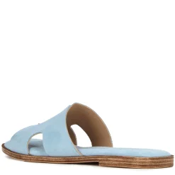 Ciabattine Da Donna In Pelle Scamosciata Colore Turchese
