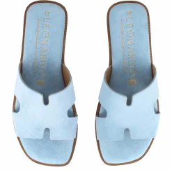 Ciabattine Da Donna In Pelle Scamosciata Colore Turchese