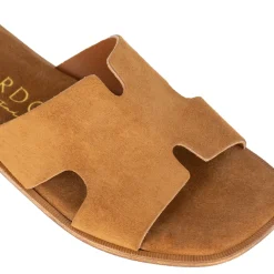 Ciabattine Da Donna In Pelle Scamosciata Colore Marrone Chiaro
