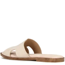 Ciabattine Da Donna In Pelle Scamosciata Colore Beige
