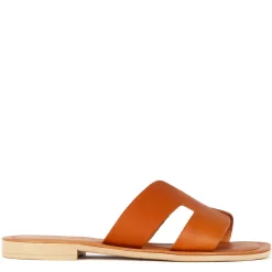 Ciabattine Da Donna In Pelle Colore Marrone Chiaro