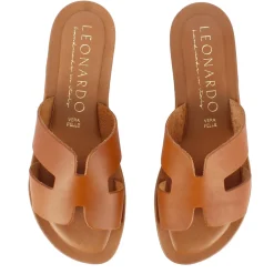 Ciabattine Da Donna In Pelle Colore Marrone Chiaro