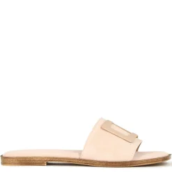 Ciabattine Da Donna Scamosciate Con Fascia Colore Beige