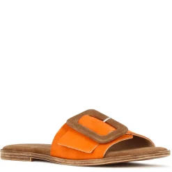 Ciabattine Da Donna Scamosciate Colore Arancio E Marrone