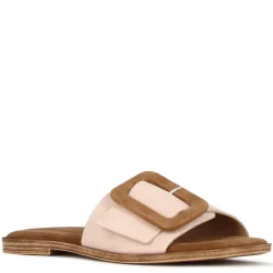 Ciabattine Da Donna Scamosciate Colore Beige E Marrone