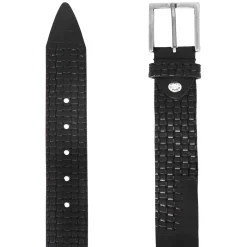 Cintura Da Uomo Da Uomo Elegante In Pelle Pieno Fiore Parzialmente Intrecciata Colore Nero